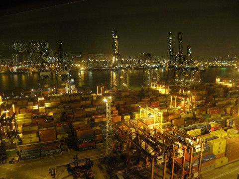 香港九号集装箱码头夜景（非高清）