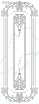 艺术玻璃雕刻图矢量图线条图 罗马柱花纹