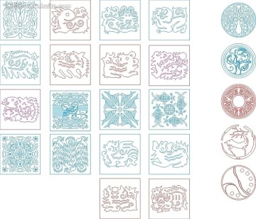 艺术玻璃线描图 生肖星座角花