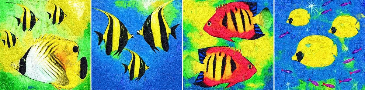 装饰画 无框画 油画 热带鱼
