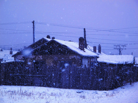 东北林区人家雪景