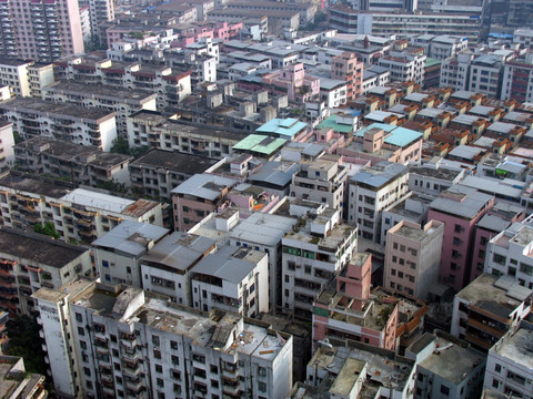 深圳市 罗湖区拥挤的楼群