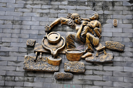 岭南风情雕塑系列 磨米