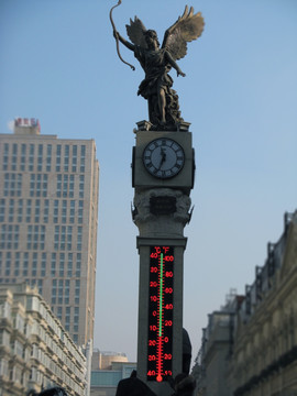 欧式风格的时钟和温度计