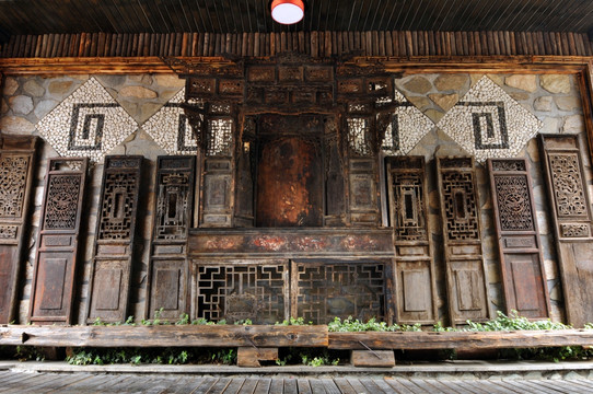 汶川羌族神台门窗古董