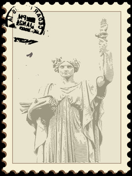 邮票 雕像