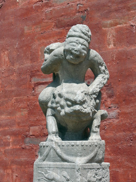 韩城文庙的拴马桩石雕