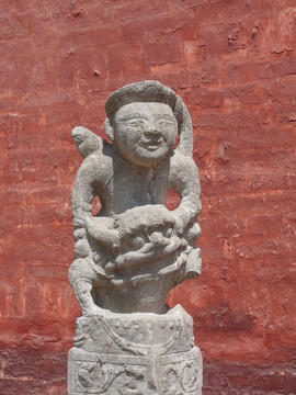 韩城文庙的拴马桩石雕造型