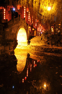 成都锦里拱桥夜景