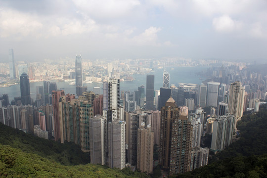 香港 海景  整个香港 蓝天 白云