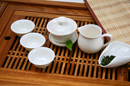 白瓷茶具 白瓷印花茶具 功夫茶具