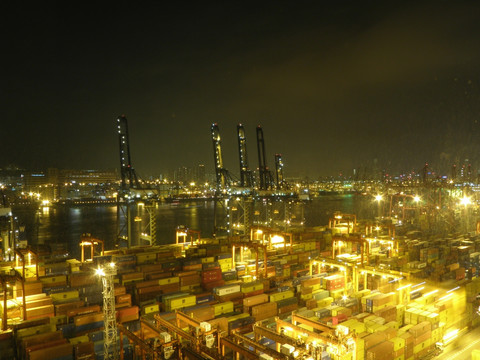集装箱码头夜景