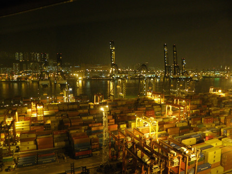 香港集装箱码头夜景