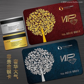 黄金至尊VIP会员卡贵宾卡设计金银双卡