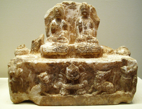 白石释迦多宝佛坐像