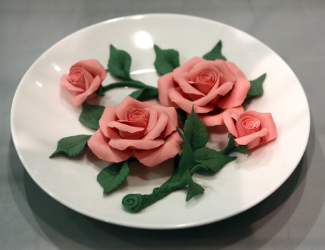 瓷塑玫瑰花