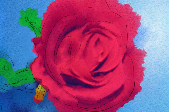 玫瑰 水彩装饰画