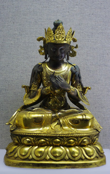 藏族文殊菩萨鎏金铜像