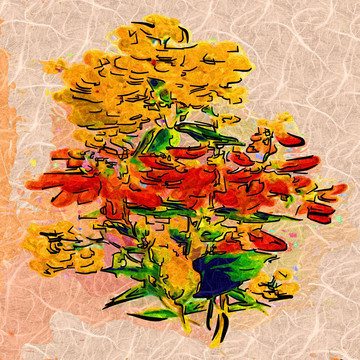壁画 花卉
