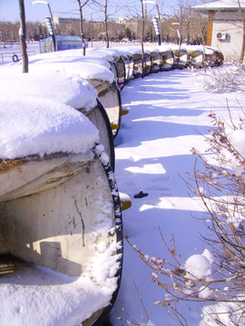 雪景 冬季 船