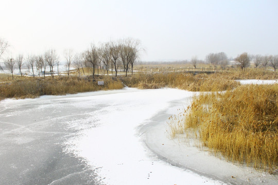 冬季结冰的河面