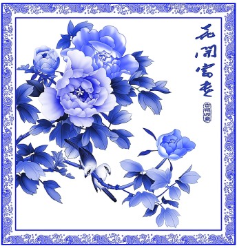 青花图案 花开富贵 瓷砖