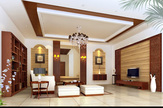 木式中式客厅设计效果图
