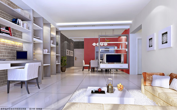 简单典雅风格客厅设计3d效果图