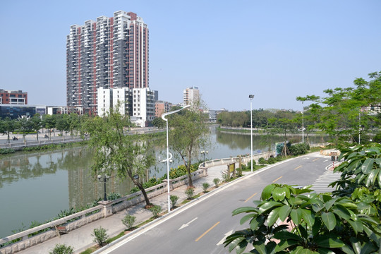 风景 湖水 河流 石栏 护栏