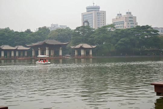 亭子 河流 小河 高楼