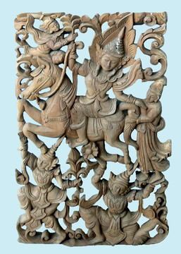缅甸柚木木雕