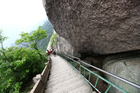 黄山 莲花峰 山路 峭壁 悬崖