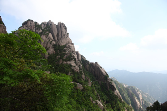 黄山 莲花峰 山路 峭壁 悬崖