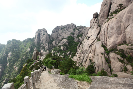 黄山 莲花峰 山路 峭壁 悬崖