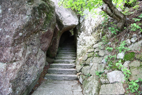 黄山 莲花峰 山路 峭壁 悬崖