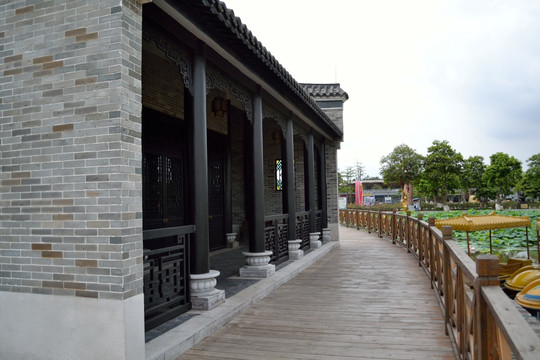 古亭 亭子 古建筑  走廊