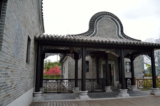 古亭 亭子 古建筑  走廊