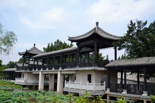 古亭 亭子 古建筑  走廊