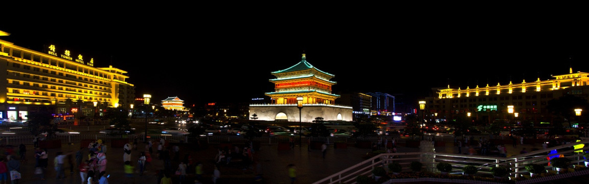 西安钟鼓楼夜景（宽幅）