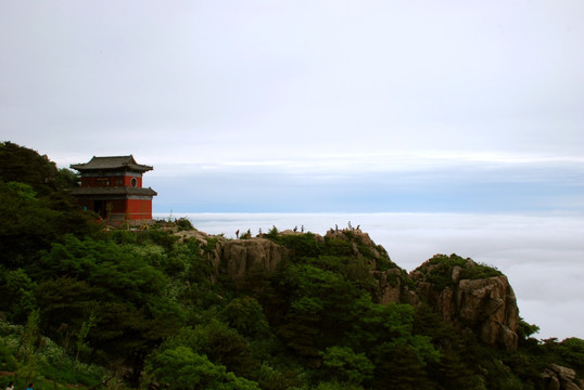 泰山 天空  庙宇  云海