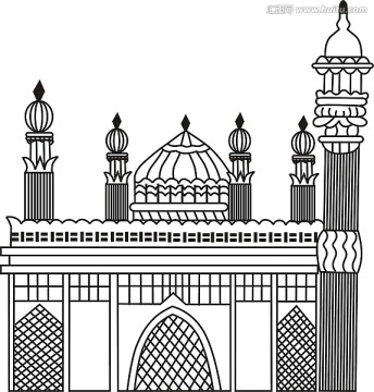阿拉伯宫殿线描图