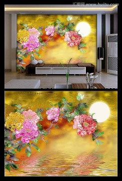 大型壁画写真 花开富贵