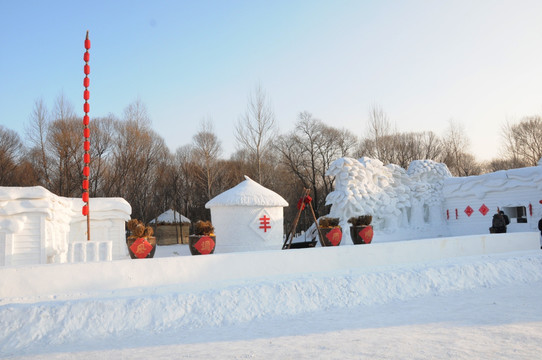 雪雕 丰收景象