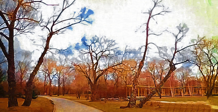 树林风景画