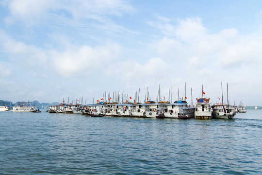 越南下龙湾 港口的游船