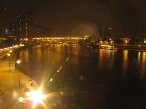 天津海河夜色 进步桥