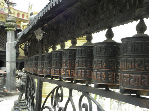 尼泊尔加德满都猴庙 转经筒