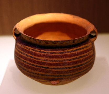 马家窑文化条带纹双耳陶罐