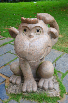 雕塑生肖猴子可爱石雕