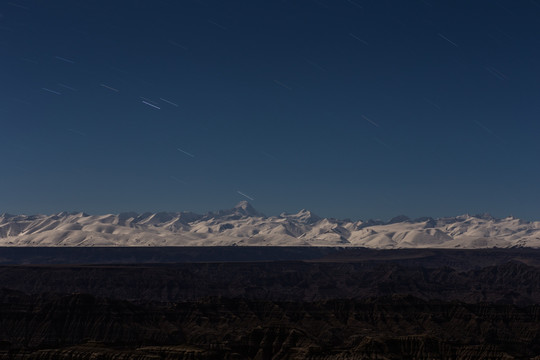 星空下的雪山